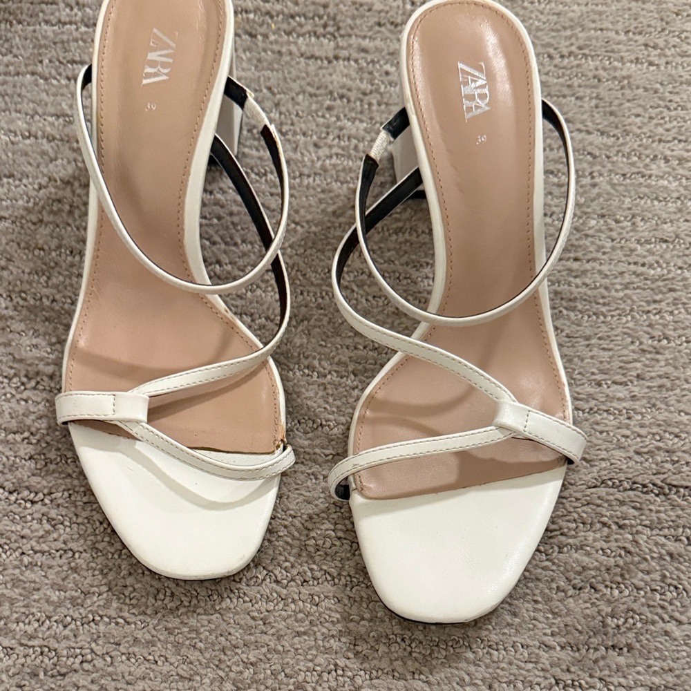 Zara White Strappy Heels